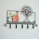 Nábytok - svadobný vešiak na kľúče domček a strom (svetlý domček) - 9708636_