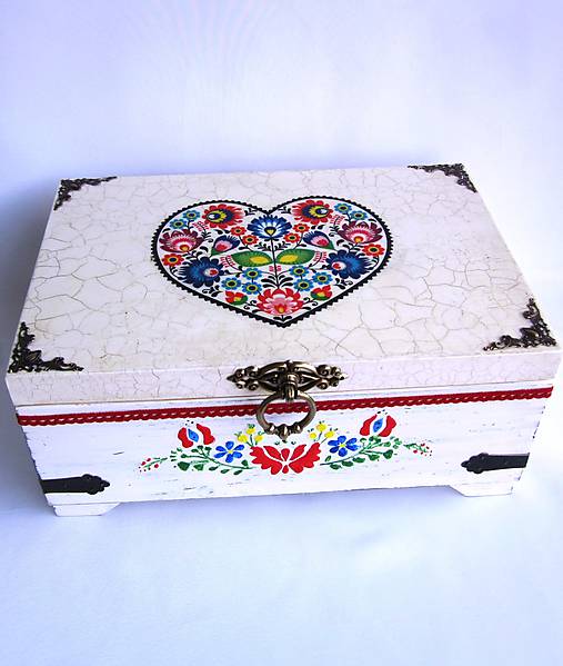 Úložné priestory & Organizácia - Truhlica so srdcom- s venovaním - 9712476_