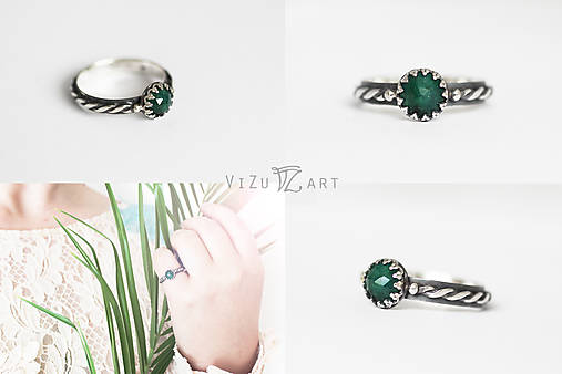 Strieborný prsteň so silimanitom - Smaragdové nebíčko