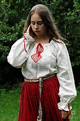 Blúzky a košele - Košieľka ženská ľanová Ladomíra maľovaná - 9712732_