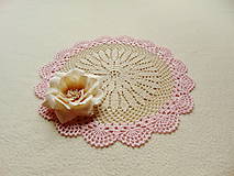 Úžitkový textil - Krémovo-ružová háčkovaná dečka - 9711445_
