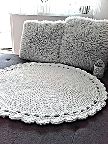 Úžitkový textil - Scandinavian háčkovaný koberec biely 80cm - 9710891_