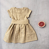 Detské oblečenie - Detské ľanové šaty s opaskom - rôzne farby - 9710191_