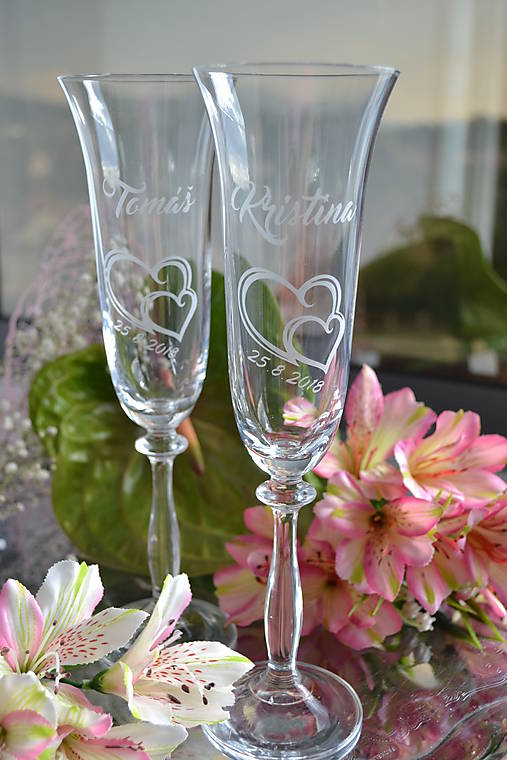 Nádoby - Sklo-čaše svadobné - 9716726_