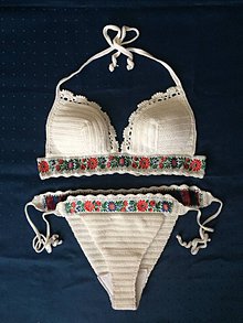 Spodná bielizeň - Hačkované folk bikini - 9714301_