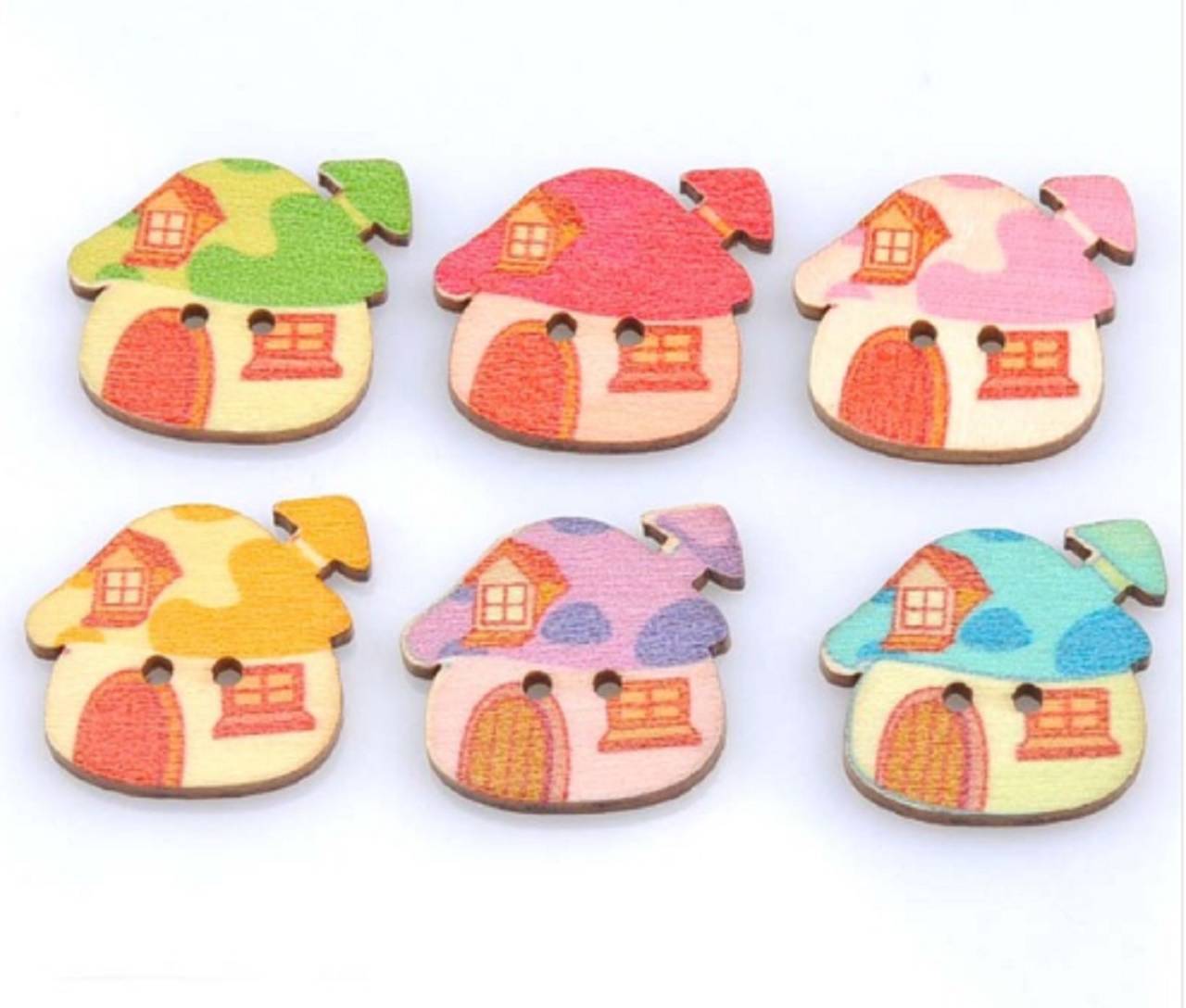 G104 Gombíček drevený domček 2,4 x 2,1 cm