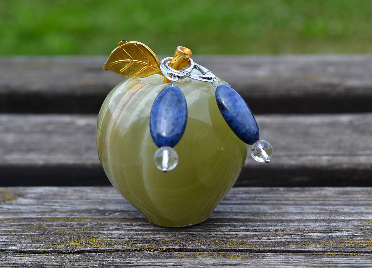 Zafír a krištáľ Ag 925 náušnice