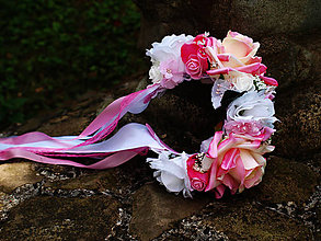 Ozdoby do vlasov - VÝPREDAJ Kvetinova parta "pink" - 9719499_