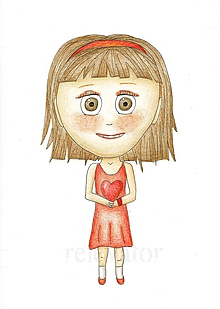 Kresby - Darovať srdce - kresba dievča (3) - 9717151_