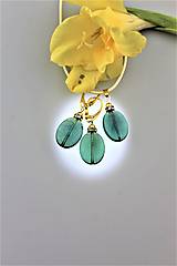 Sady šperkov - Smaragdový fluorit náušnice a prívesok v striebre - luxusný set - 9725003_