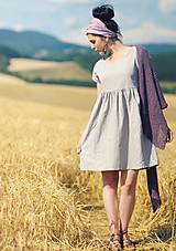 Šaty - Světle šedé šaty lněné - 9725214_