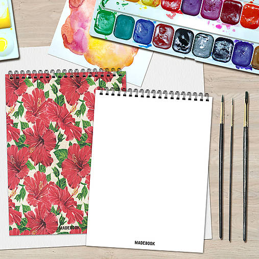 Papiernictvo - MADEBOOK špirálový blok A5 - KVETINOVÝ - 9727183_