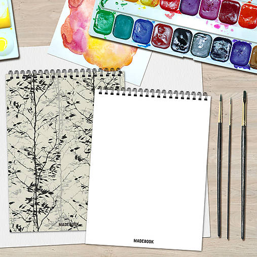 Papiernictvo - MADEBOOK špirálový blok A5 - STROMY - 9727240_