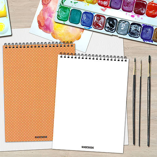 Papiernictvo - MADEBOOK špirálový blok A5 - ORANŽOVÝ BODKOVANÝ - 9727341_