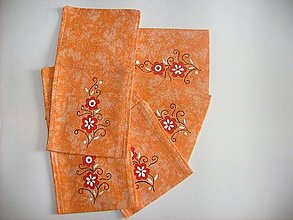 Úžitkový textil - Maľované vrecko na príbor - oranžový melír, 12,5 x 24 cm - 9726047_