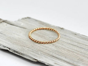 Prstene - 585/1000 zlatý prsteň Pletený (rúžové zlato) - 9731112_