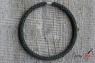 Sady šperkov - náhrdelník čierno-zelený - 9732853_