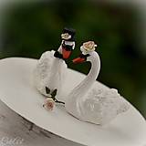 Dekorácie - Svadobné labute - figúrky na svadobnú tortu - 9736912_