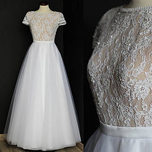 Šaty - Svadobné šaty s transparentým živôtikom a veľkou tylovou sukňou - 9736083_
