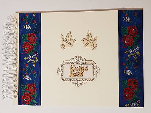 Papiernictvo - folklórna kniha hostí s modrou stuhou A4 - 9739808_
