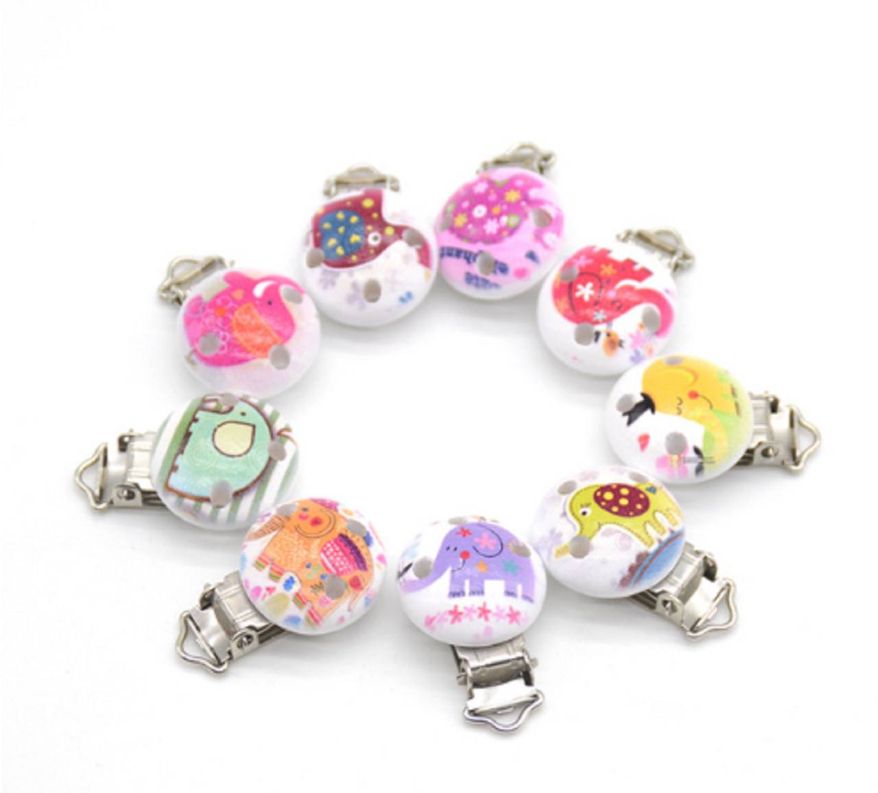 Klip drevený na dudlík SLONÍKY 2,9 x 4,4 cm