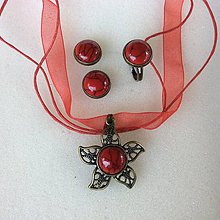 Sady šperkov - sada bronzových šperkov s červeným howlitom - 9742805_
