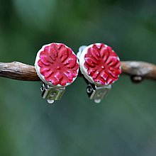 Náušnice - Náušnice Klipsne Červená kvetinka - 9742016_