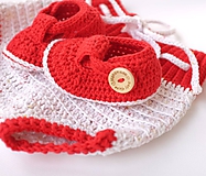Detské topánky - papučky/sandálky  (červeno-biele) - 9742057_