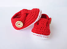 Detské topánky - papučky/sandálky  (červeno-biele) - 9742285_