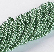 Korálky - Voskované perličky 4mm, 100 ks (zelené írske) - 9740437_