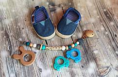 Detské topánky - darčekový set pre dieťatko (Modrá) - 9743493_