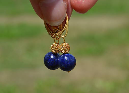 Lapis Lazuli pozlátené náušnice Ag 925