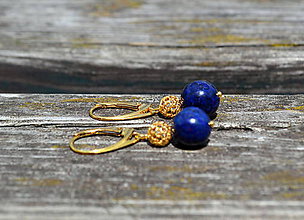 Náušnice - Lapis Lazuli pozlátené náušnice Ag 925 - 9745441_