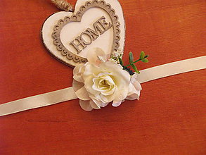 Náramky - Menší náramok na ruku - smotanová ruža a hortenzie - 9746216_