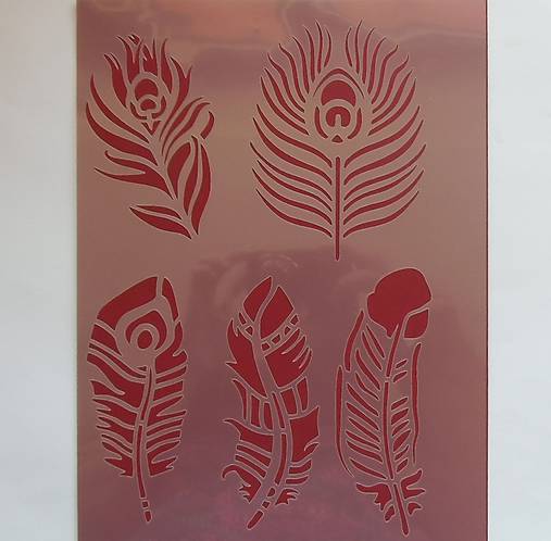 Šablóna - 20x30 cm - pierko, perie, lapač snov, pávie oko, sen