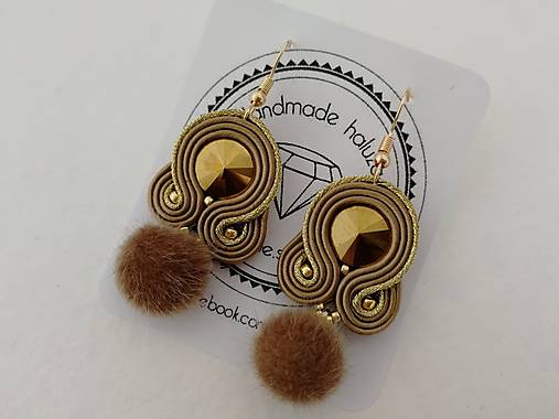 Náušnice - Šujtášové náušnice s brmbolcom (Meď/Bronz) - 9750480_