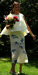 Šaty - Ručne maľované krásne smotanové svadobné šaty  " blue rose" - 9748186_