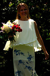 Šaty - Ručne maľované krásne smotanové svadobné šaty  " blue rose" - 9748189_