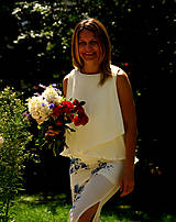 Šaty - Ručne maľované krásne smotanové svadobné šaty  " blue rose" - 9748194_