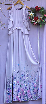 Šaty - krásne ručne maľované  svadobné šaty - lilac - 9748304_