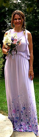 Šaty - krásne ručne maľované  svadobné šaty - lilac - 9748310_