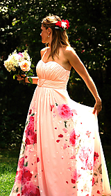 romantické ručne maľované svadobné šaty "Rose"