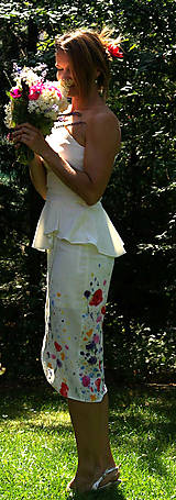 Šaty - Ručne maľované nežné svadobné šaty "meadow midi" - 9748686_