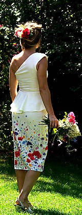 Šaty - Ručne maľované nežné svadobné šaty "meadow midi" - 9748688_
