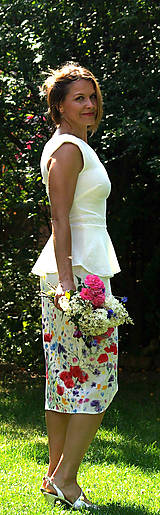 Šaty - Ručne maľované nežné svadobné šaty "meadow midi" - 9748689_