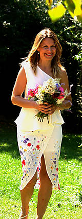 Šaty - Ručne maľované nežné svadobné šaty "meadow midi" - 9748701_