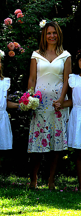 krásne ručne maľované svadobné šaty  "prairie bardot"