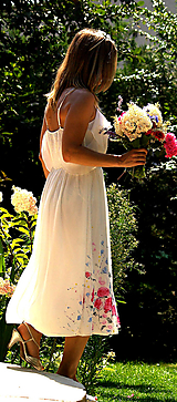 Ručne maľované nežné svadobné šaty "meadow midi"