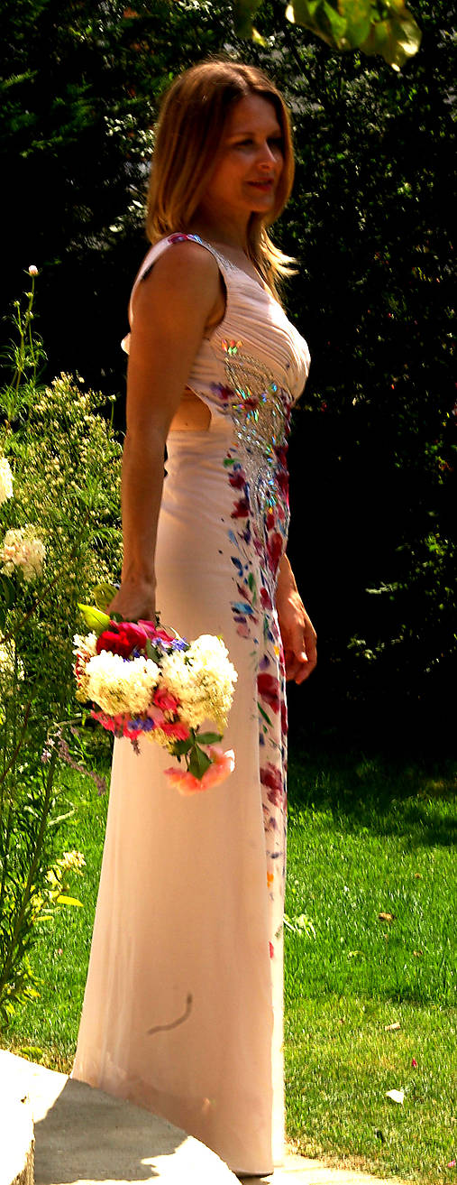 Ručne maľované svadobné šaty "Flowers in Rome"