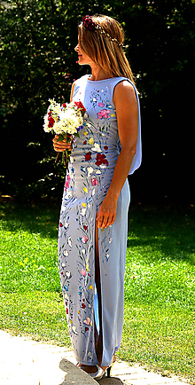Šaty - nežné romantické ručne maľované svadobné šaty " blue boho " - 9749853_